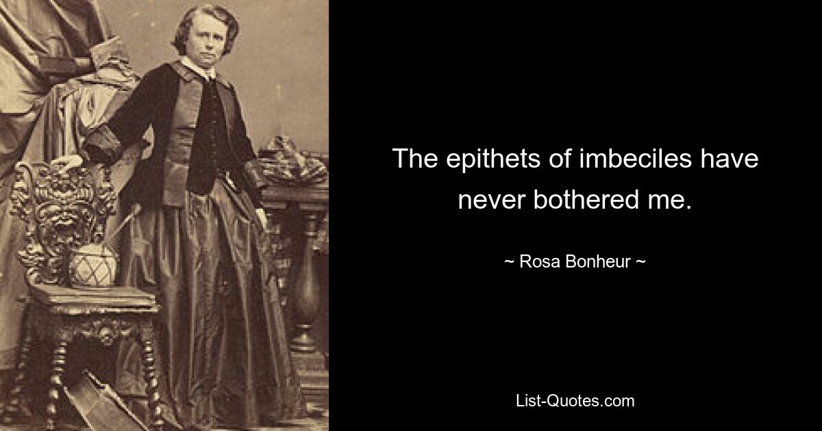 The epithets of imbeciles have never bothered me. — © Rosa Bonheur