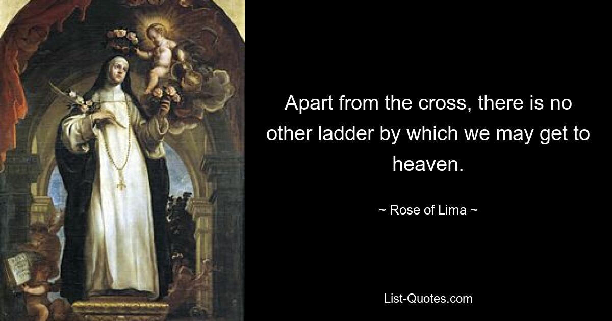 Apart from the cross, there is no other ladder by which we may get to heaven. — © Rose of Lima