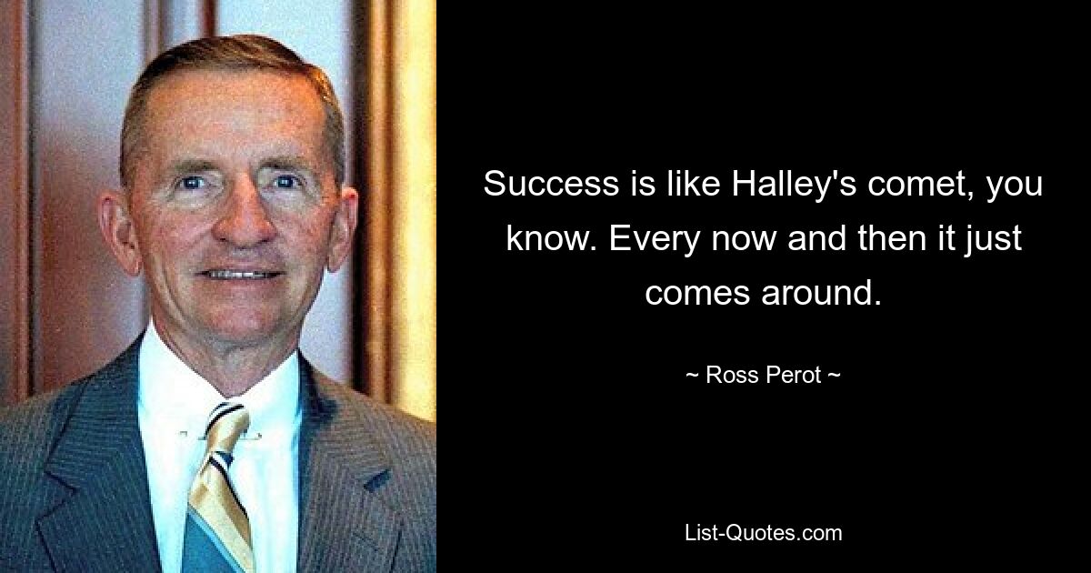 Success is like Halley's comet, you know. Every now and then it just comes around. — © Ross Perot