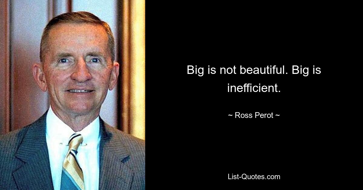 Big is not beautiful. Big is inefficient. — © Ross Perot