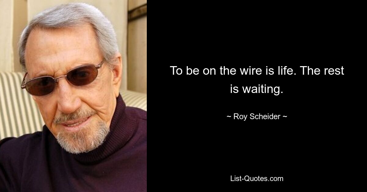 To be on the wire is life. The rest is waiting. — © Roy Scheider