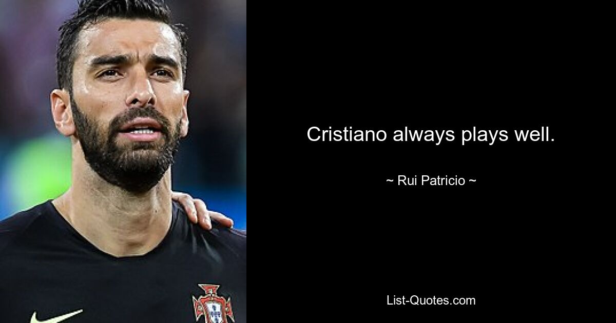 Cristiano always plays well. — © Rui Patricio