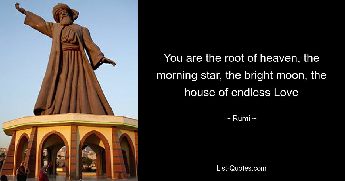 You are the root of heaven, the morning star, the bright moon, the house of endless Love — © Rumi