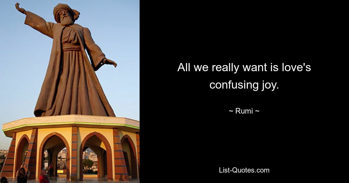 All we really want is love's confusing joy. — © Rumi