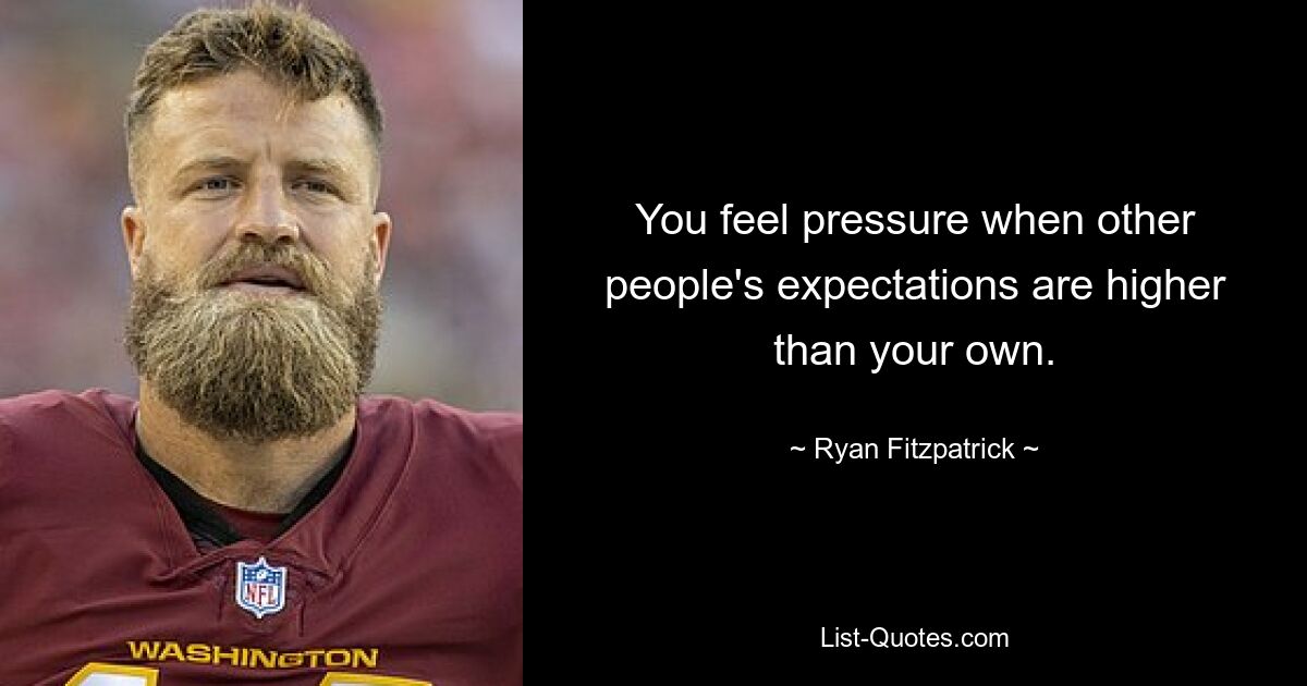 You feel pressure when other people's expectations are higher than your own. — © Ryan Fitzpatrick