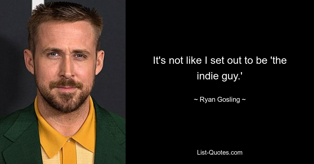 It's not like I set out to be 'the indie guy.' — © Ryan Gosling