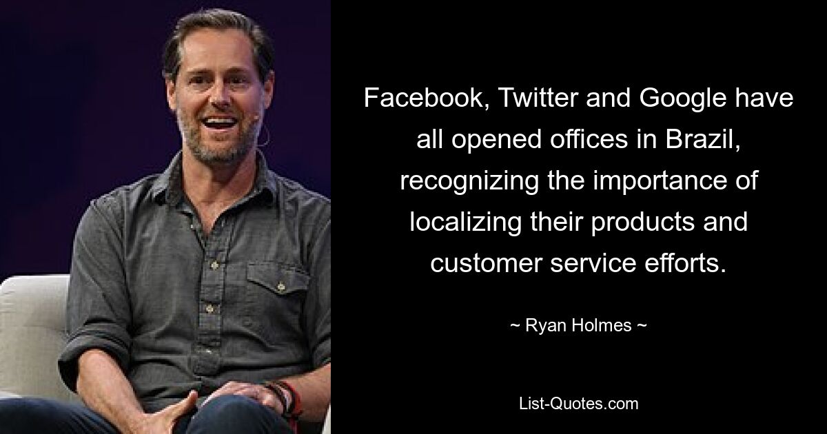 Facebook, Twitter and Google have all opened offices in Brazil, recognizing the importance of localizing their products and customer service efforts. — © Ryan Holmes