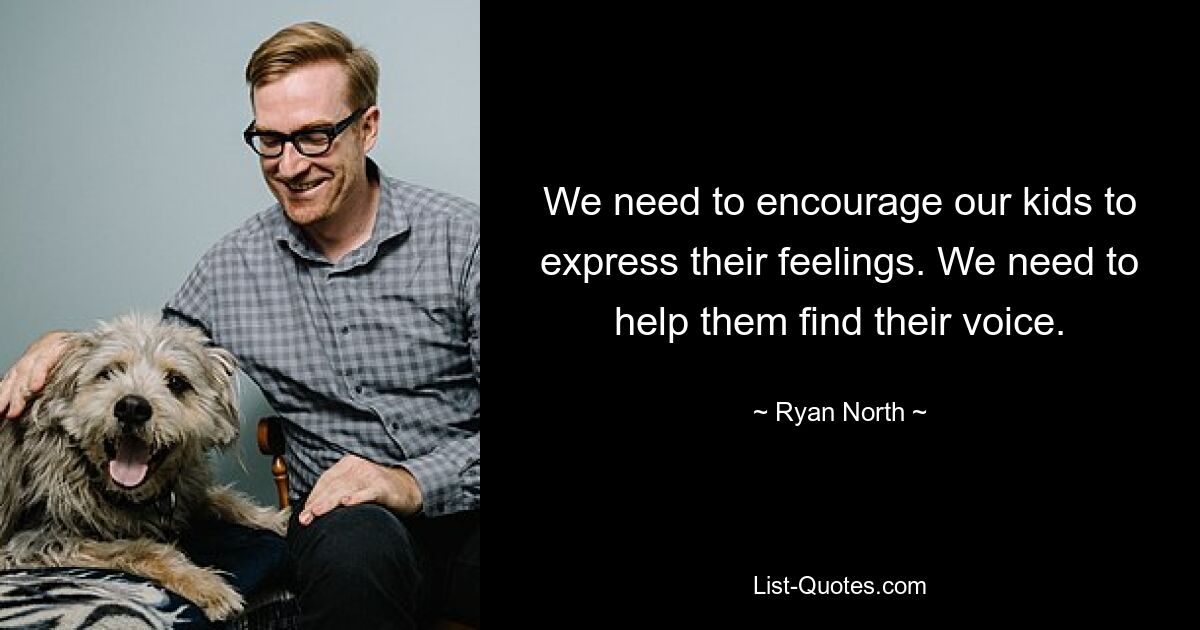 We need to encourage our kids to express their feelings. We need to help them find their voice. — © Ryan North