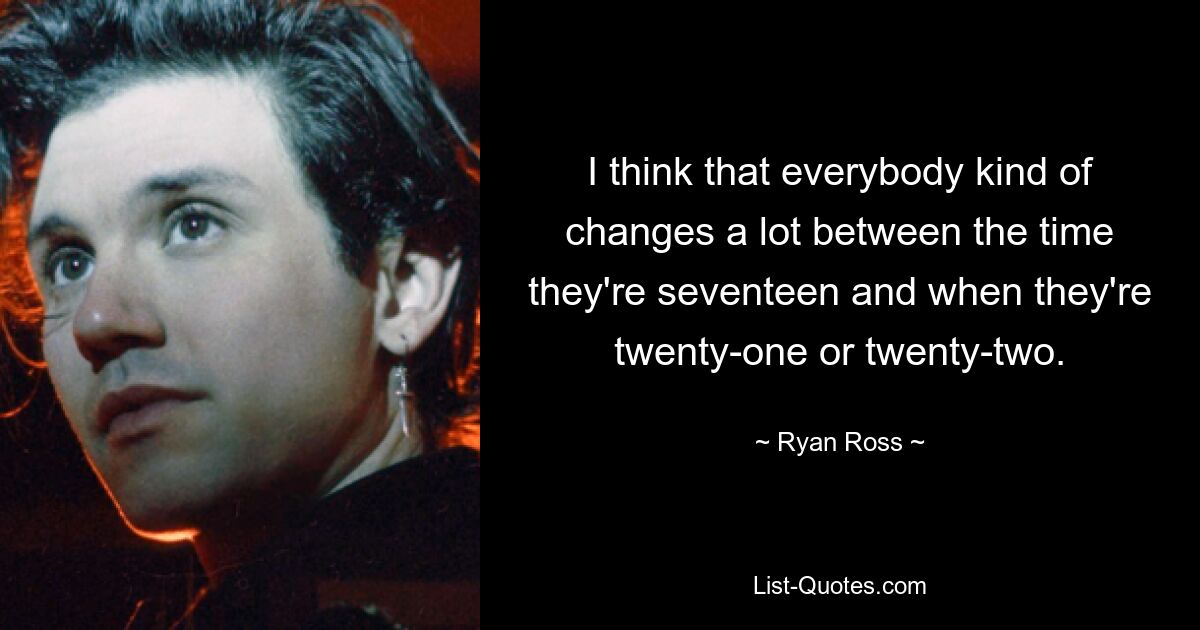 I think that everybody kind of changes a lot between the time they're seventeen and when they're twenty-one or twenty-two. — © Ryan Ross