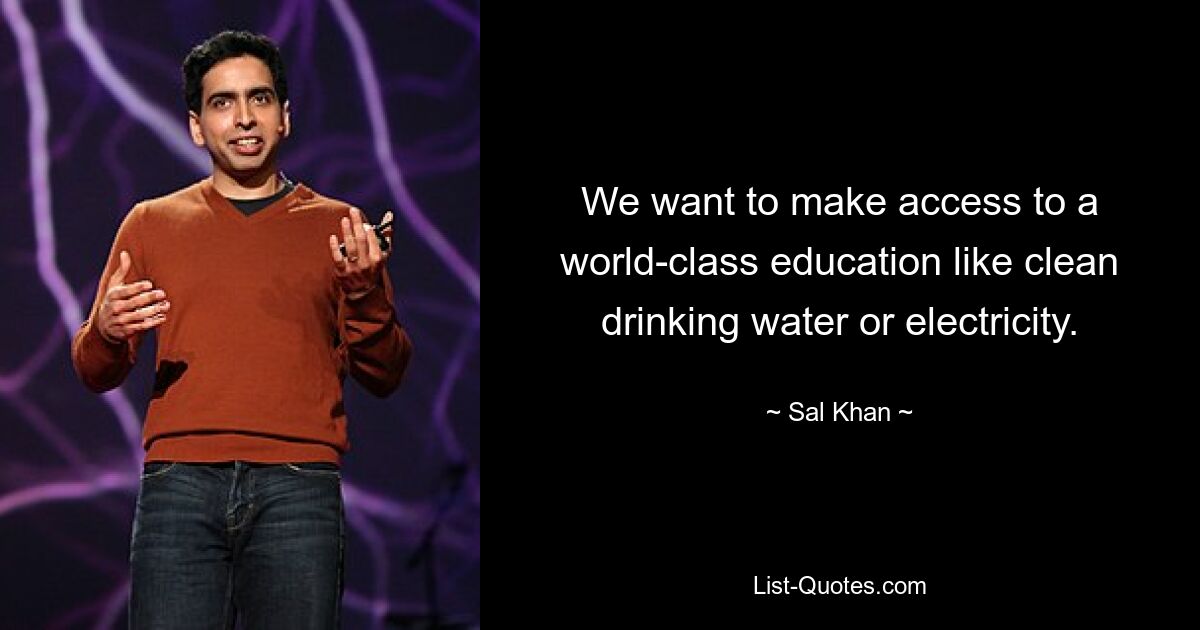 We want to make access to a world-class education like clean drinking water or electricity. — © Sal Khan