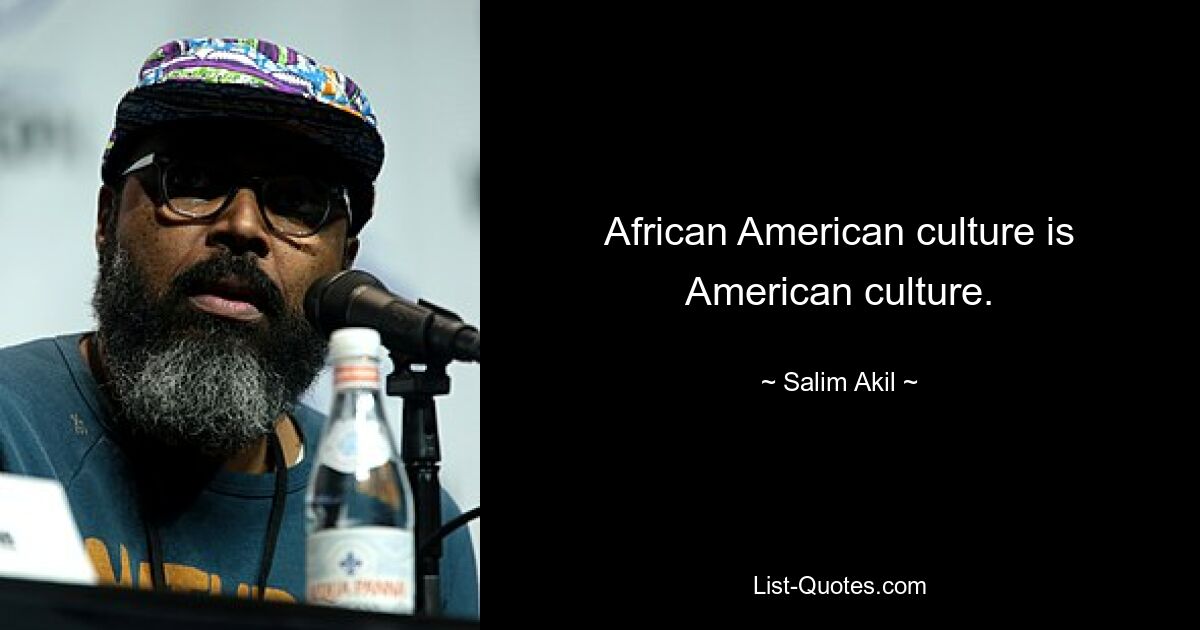 Afroamerikanische Kultur ist amerikanische Kultur. — © Salim Akil