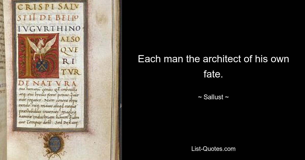 Each man the architect of his own fate. — © Sallust