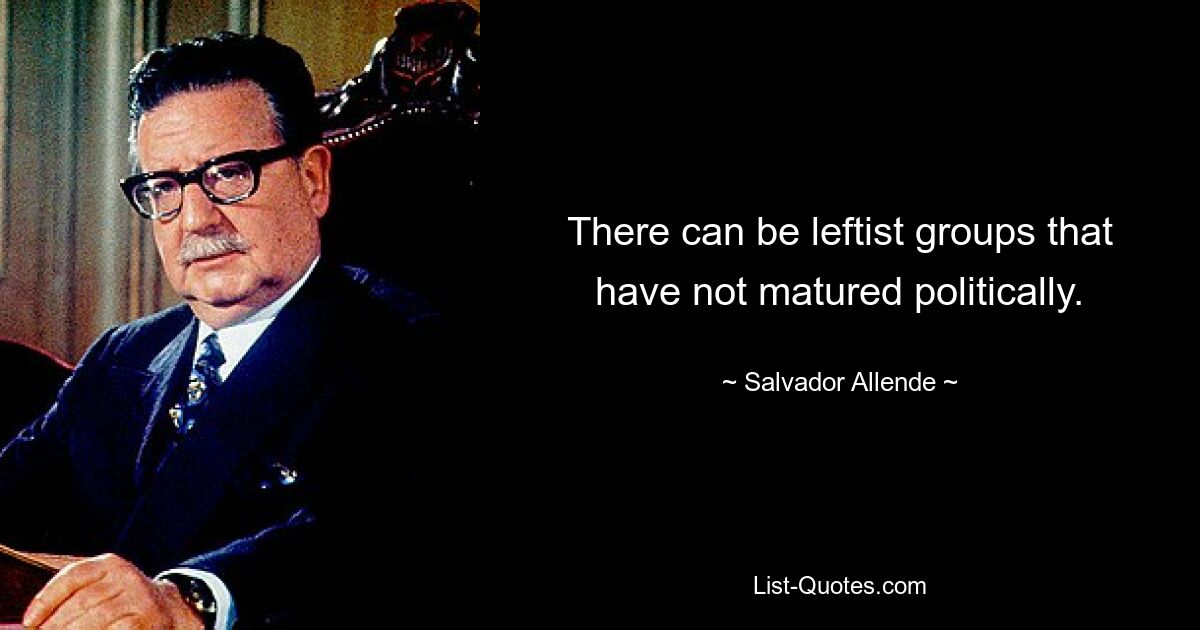 There can be leftist groups that have not matured politically. — © Salvador Allende