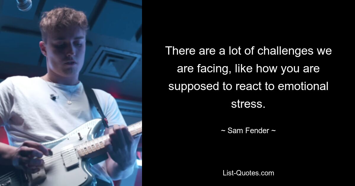 There are a lot of challenges we are facing, like how you are supposed to react to emotional stress. — © Sam Fender