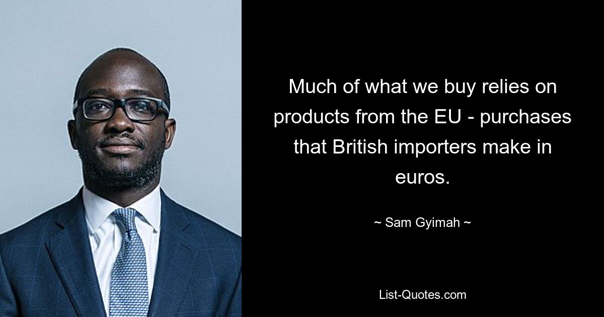 Much of what we buy relies on products from the EU - purchases that British importers make in euros. — © Sam Gyimah