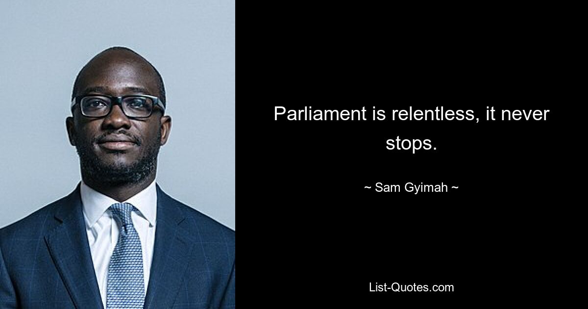 Parliament is relentless, it never stops. — © Sam Gyimah