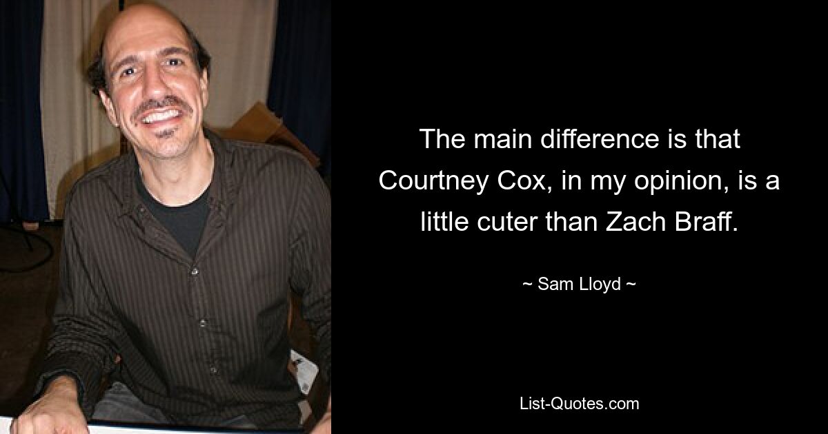 The main difference is that Courtney Cox, in my opinion, is a little cuter than Zach Braff. — © Sam Lloyd