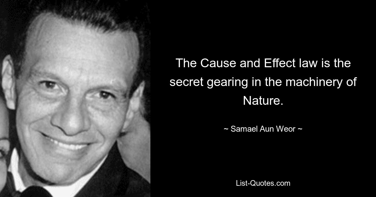 The Cause and Effect law is the secret gearing in the machinery of Nature. — © Samael Aun Weor