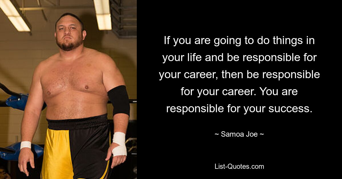 If you are going to do things in your life and be responsible for your career, then be responsible for your career. You are responsible for your success. — © Samoa Joe