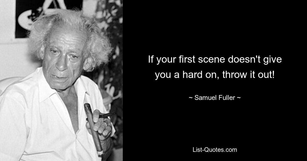 If your first scene doesn't give you a hard on, throw it out! — © Samuel Fuller