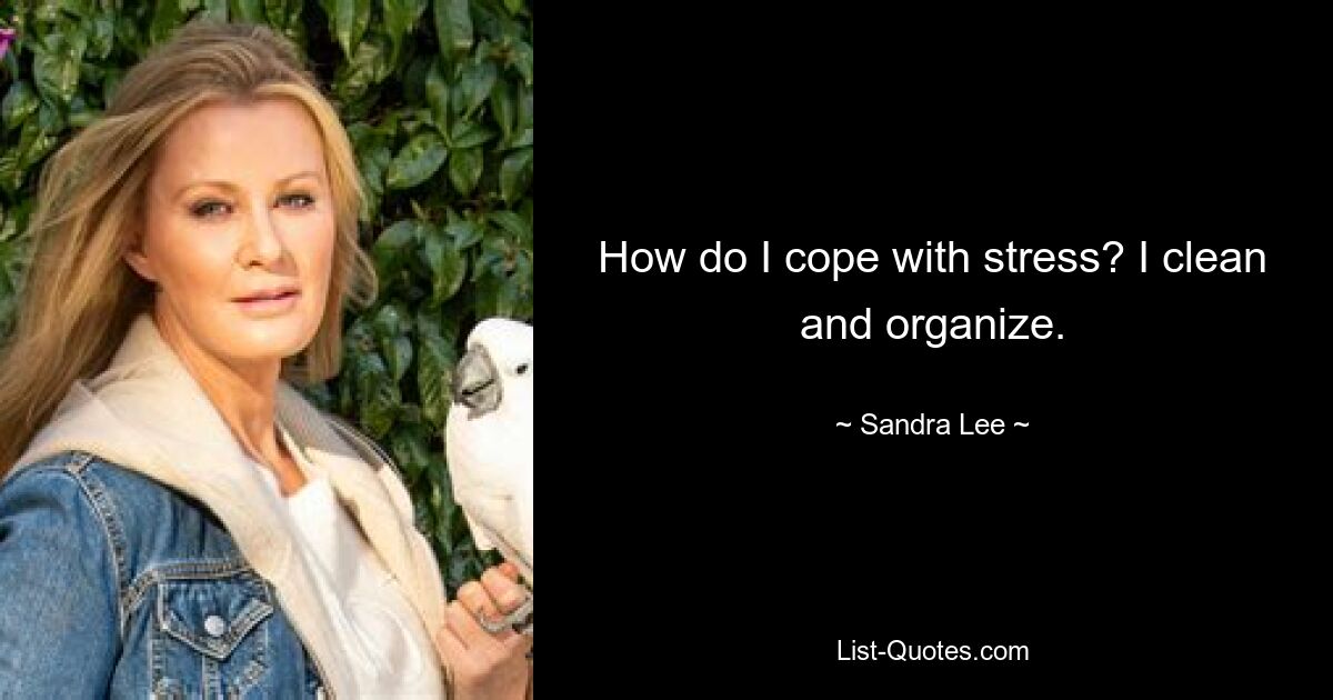 How do I cope with stress? I clean and organize. — © Sandra Lee