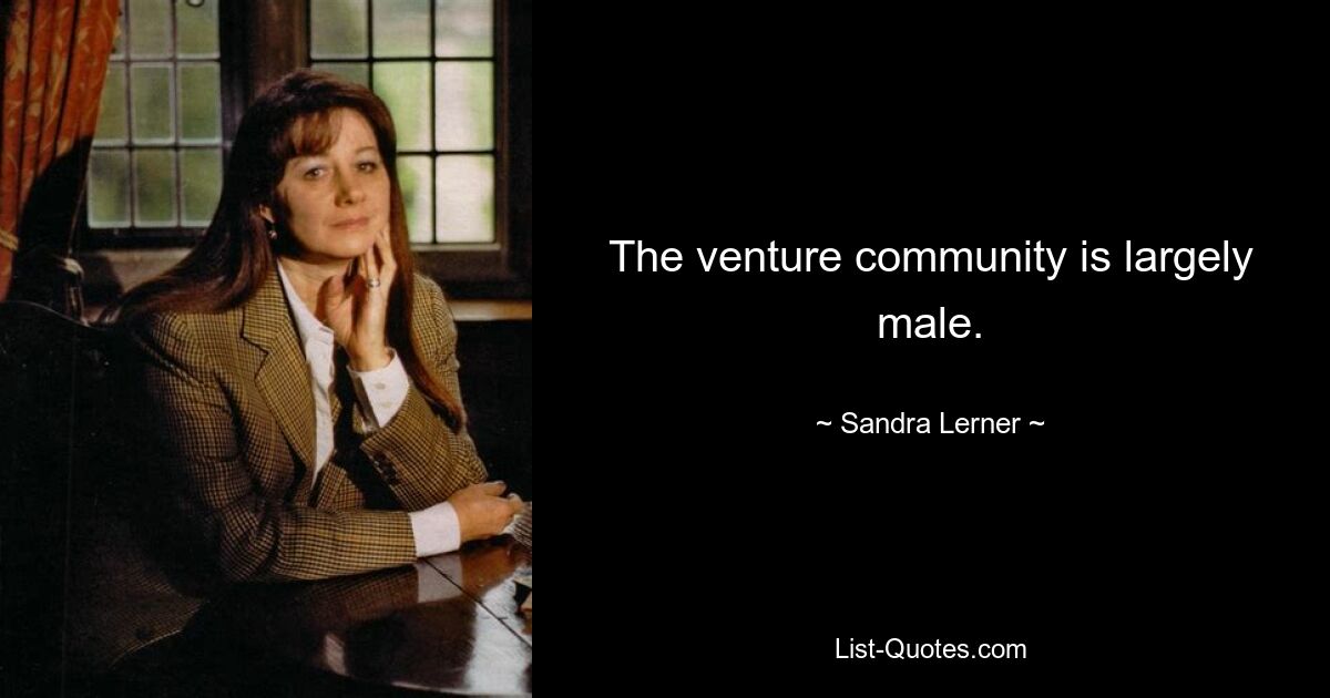 The venture community is largely male. — © Sandra Lerner