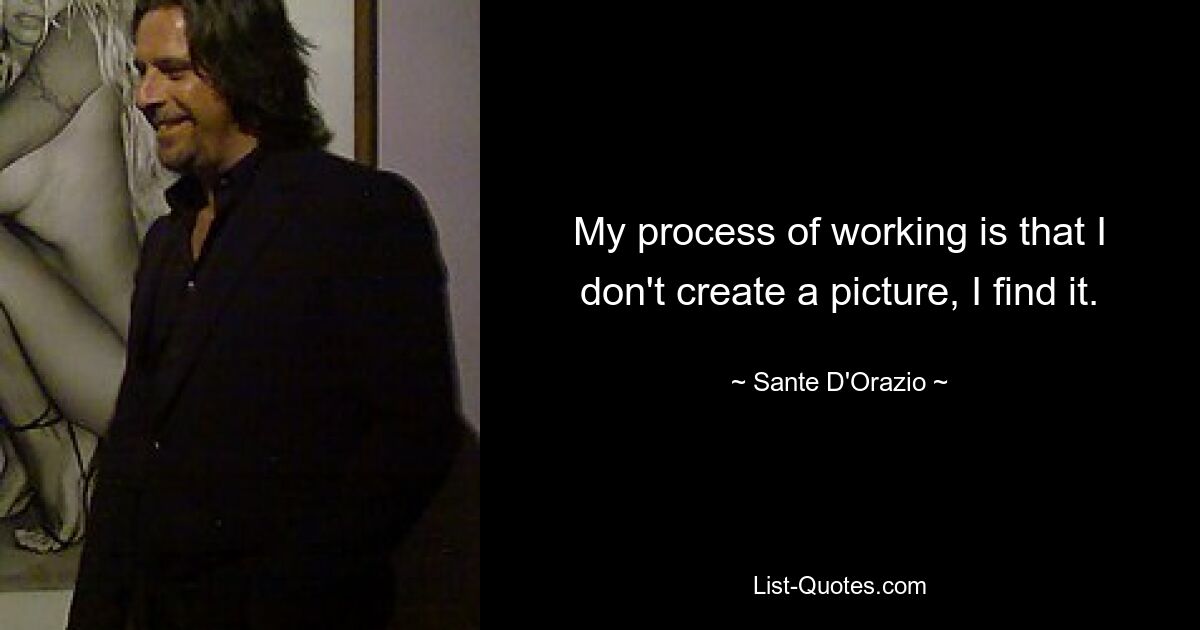 My process of working is that I don't create a picture, I find it. — © Sante D'Orazio