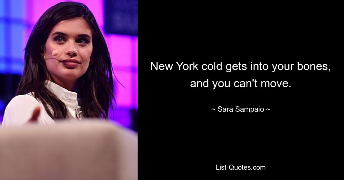 New York cold gets into your bones, and you can't move. — © Sara Sampaio