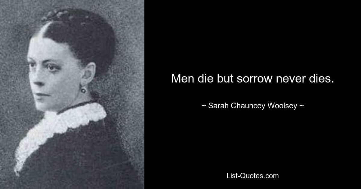 Men die but sorrow never dies. — © Sarah Chauncey Woolsey