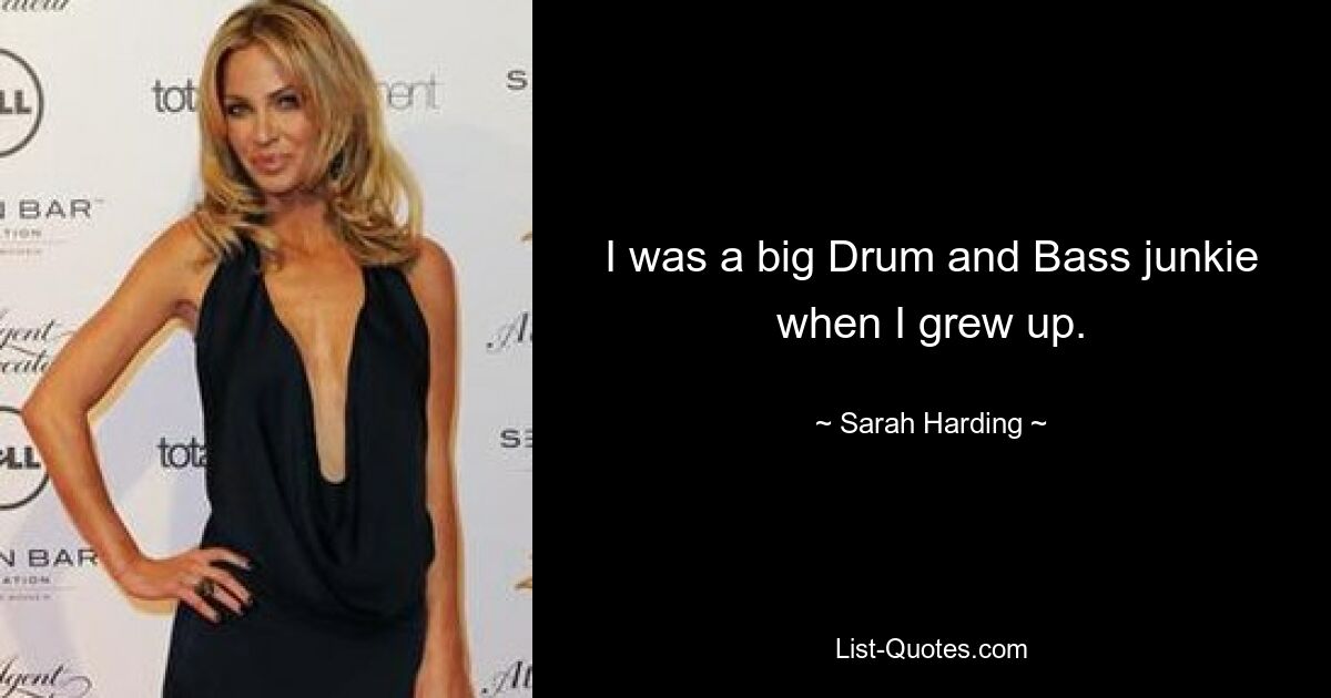 I was a big Drum and Bass junkie when I grew up. — © Sarah Harding