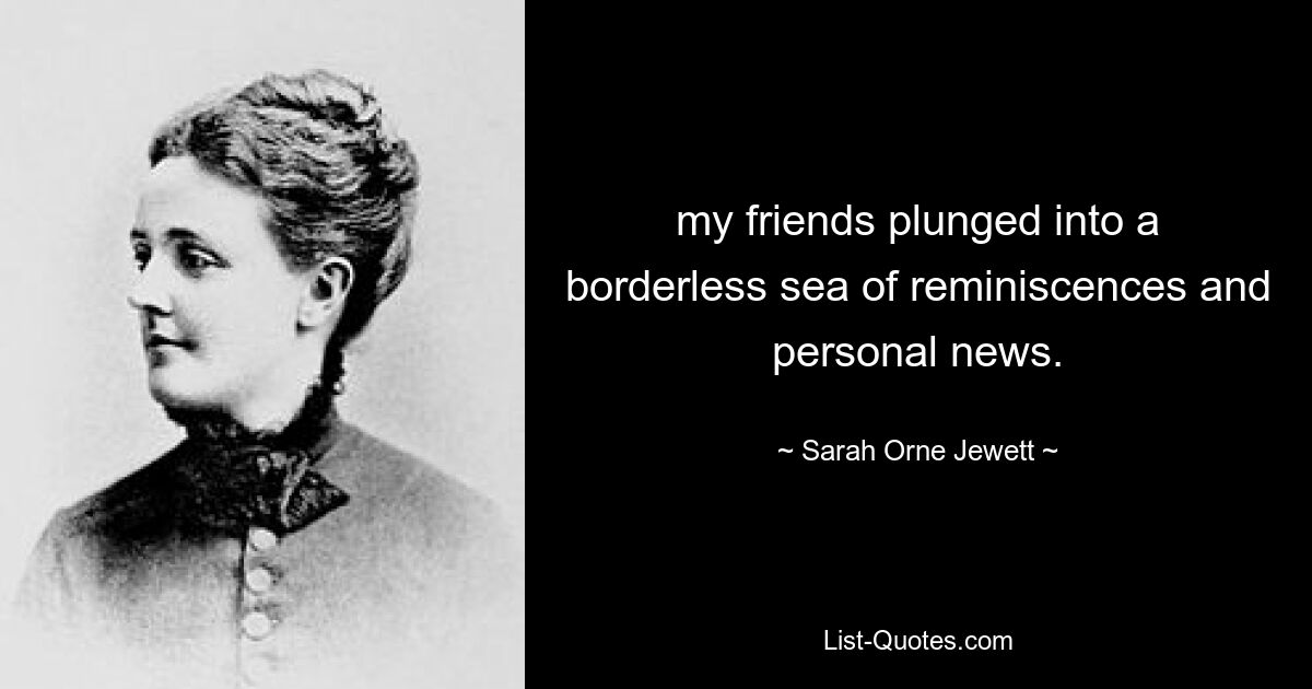 my friends plunged into a borderless sea of reminiscences and personal news. — © Sarah Orne Jewett