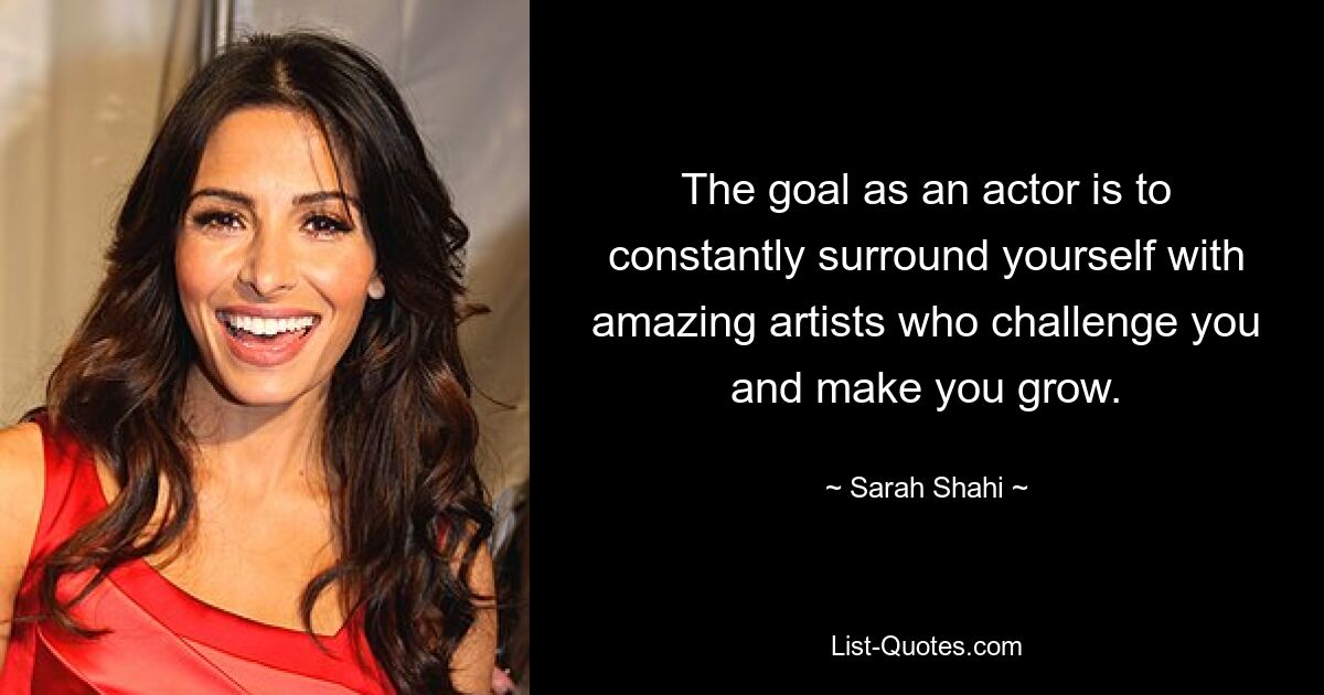 The goal as an actor is to constantly surround yourself with amazing artists who challenge you and make you grow. — © Sarah Shahi