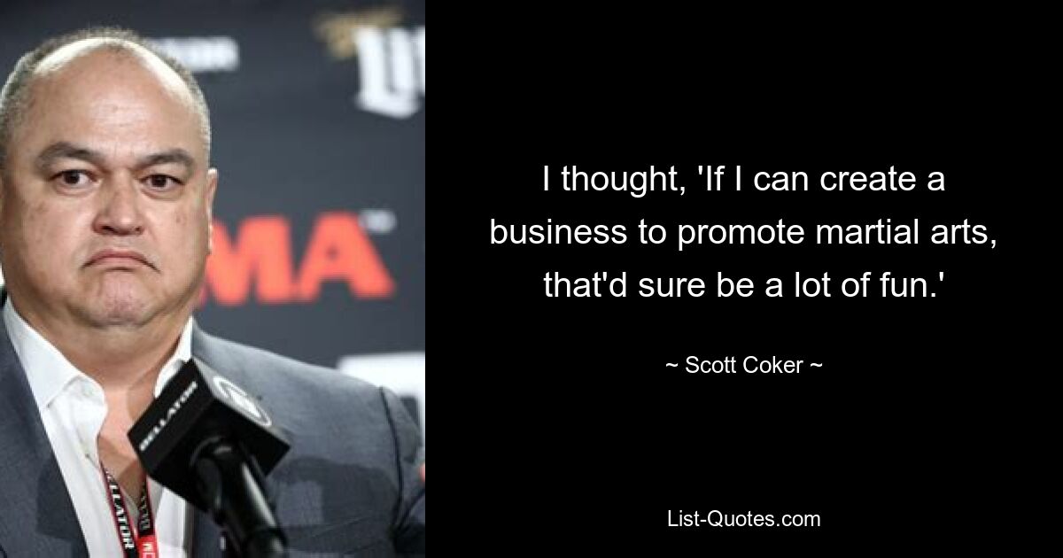 I thought, 'If I can create a business to promote martial arts, that'd sure be a lot of fun.' — © Scott Coker