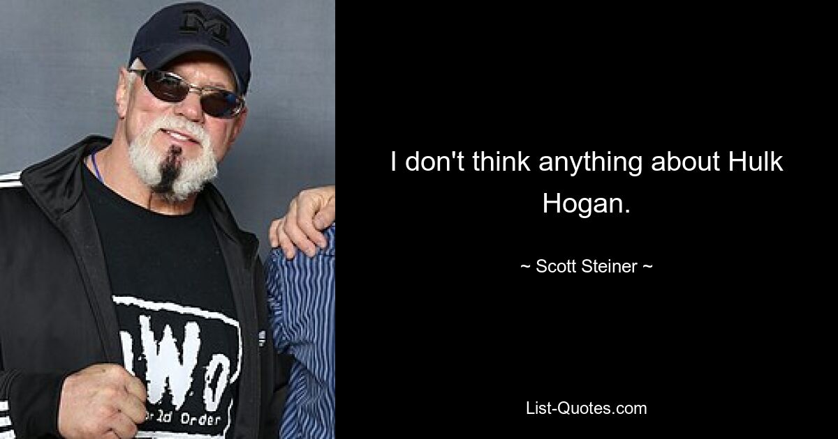 I don't think anything about Hulk Hogan. — © Scott Steiner