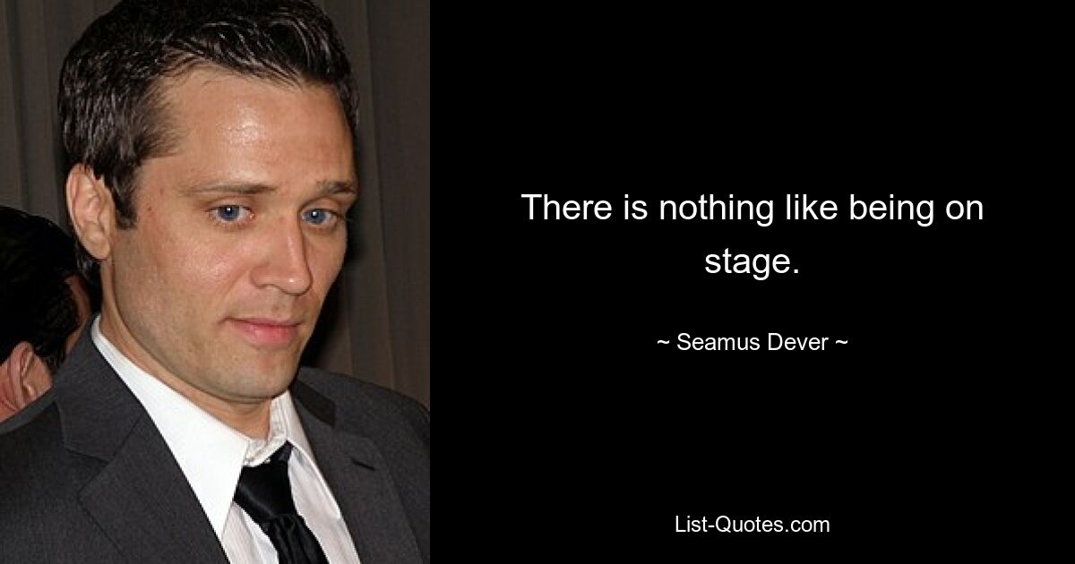 There is nothing like being on stage. — © Seamus Dever