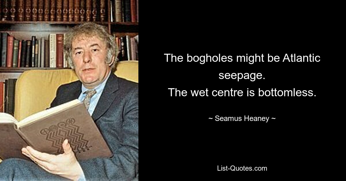 The bogholes might be Atlantic seepage.
The wet centre is bottomless. — © Seamus Heaney