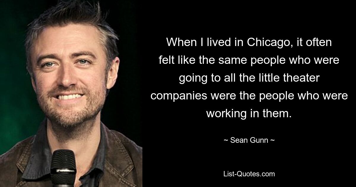 When I lived in Chicago, it often felt like the same people who were going to all the little theater companies were the people who were working in them. — © Sean Gunn