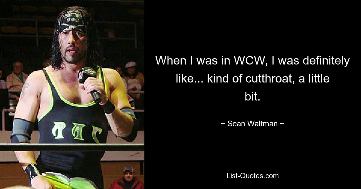 When I was in WCW, I was definitely like... kind of cutthroat, a little bit. — © Sean Waltman