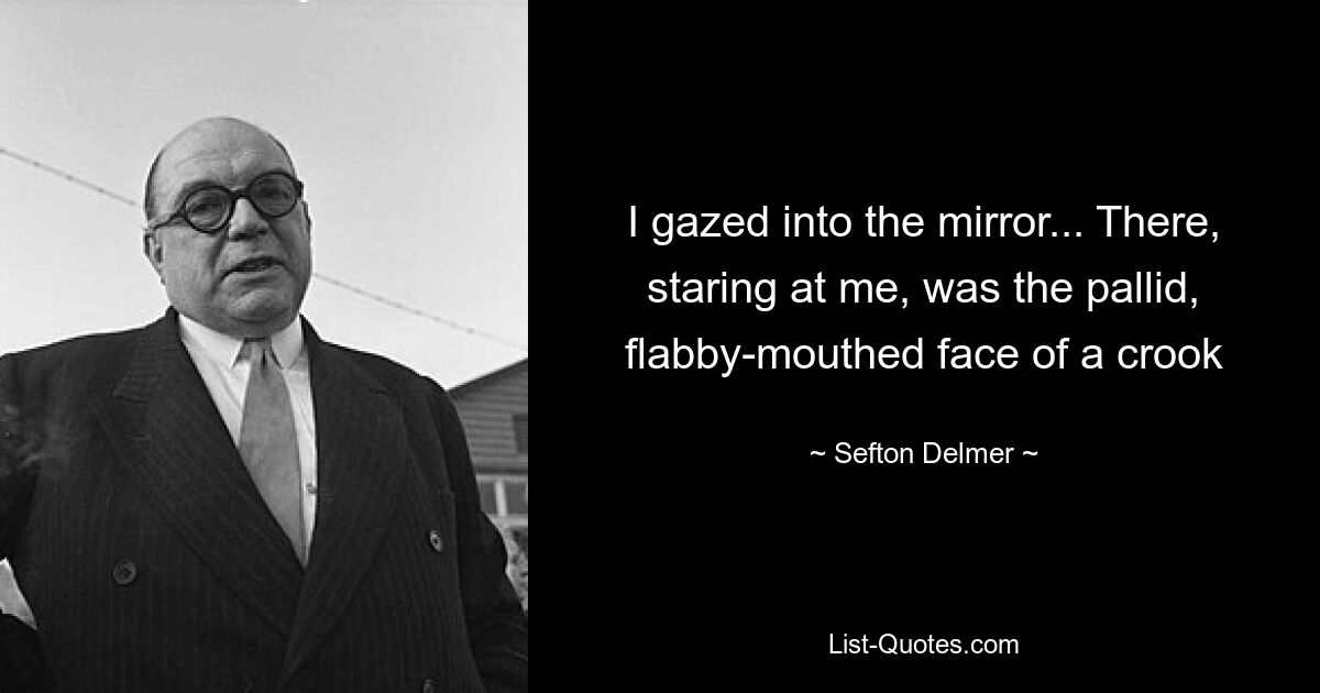 I gazed into the mirror... There, staring at me, was the pallid, flabby-mouthed face of a crook — © Sefton Delmer