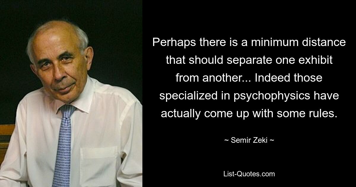 Perhaps there is a minimum distance that should separate one exhibit from another... Indeed those specialized in psychophysics have actually come up with some rules. — © Semir Zeki