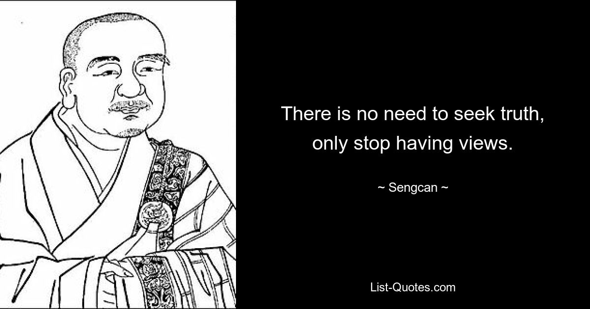 There is no need to seek truth, only stop having views. — © Sengcan