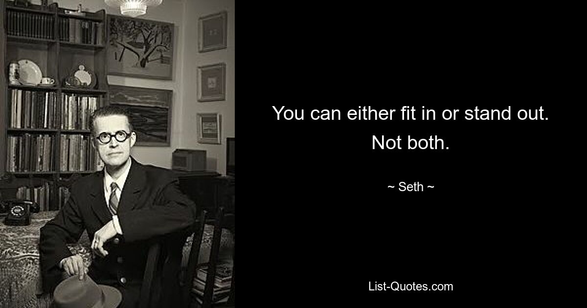 You can either fit in or stand out. Not both. — © Seth