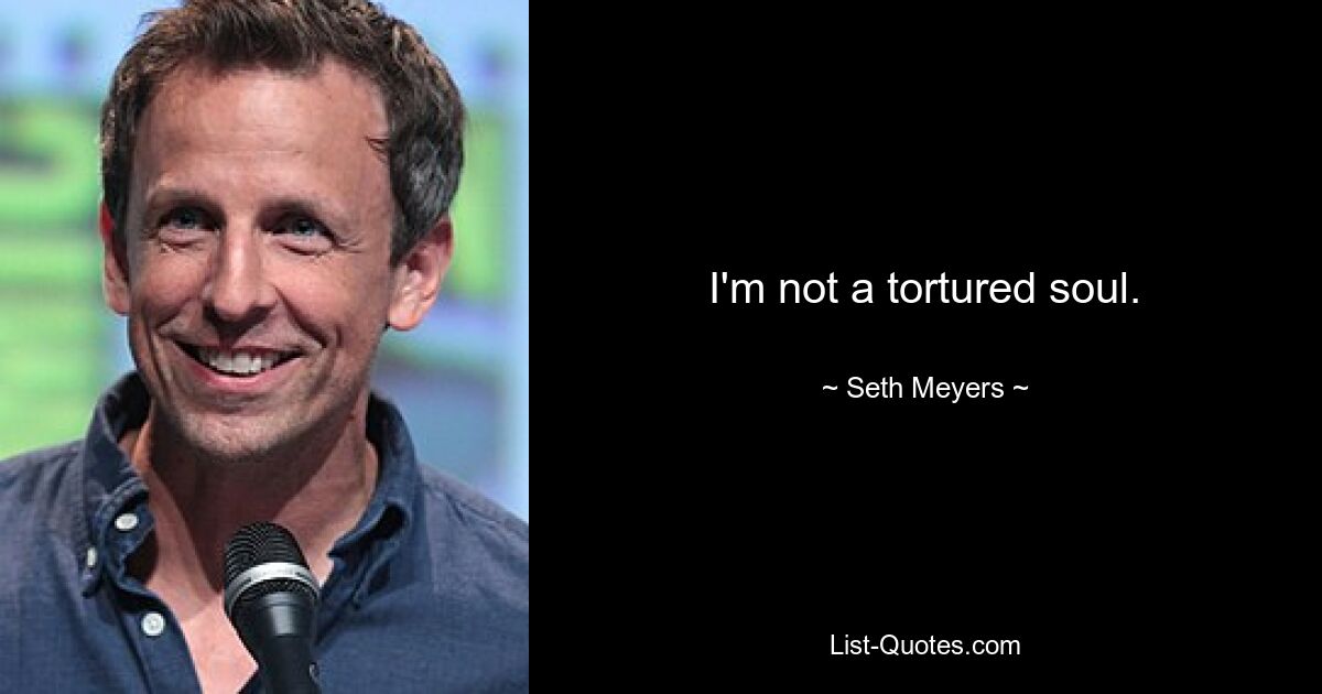 I'm not a tortured soul. — © Seth Meyers