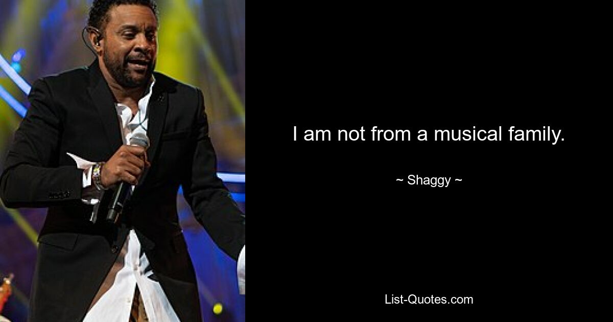 I am not from a musical family. — © Shaggy