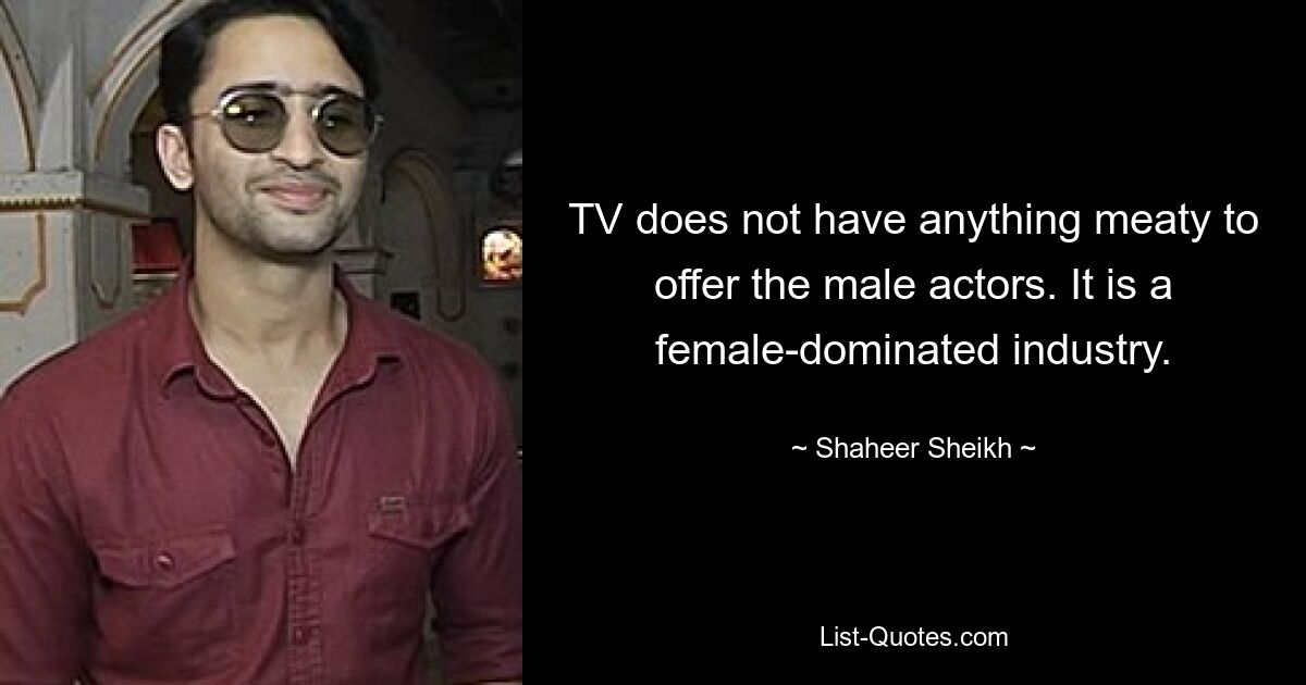 TV does not have anything meaty to offer the male actors. It is a female-dominated industry. — © Shaheer Sheikh