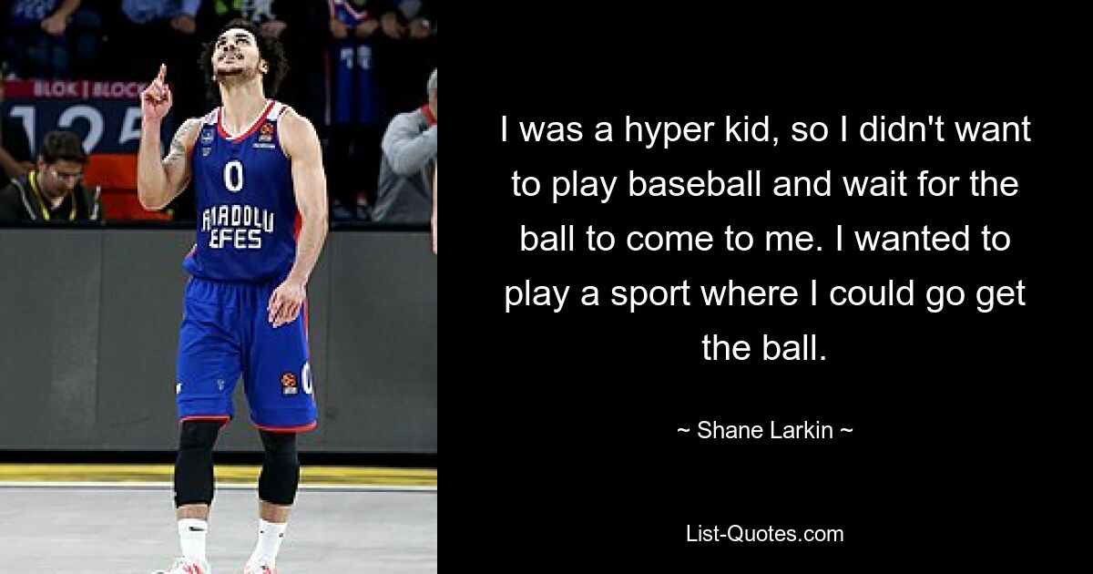 Ich war ein hyperaktives Kind, also wollte ich nicht Baseball spielen und darauf warten, dass der Ball zu mir kommt. Ich wollte eine Sportart ausüben, bei der ich mir den Ball holen konnte. — © Shane Larkin