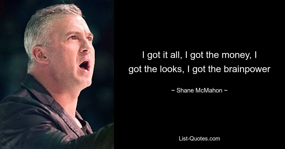 I got it all, I got the money, I got the looks, I got the brainpower — © Shane McMahon