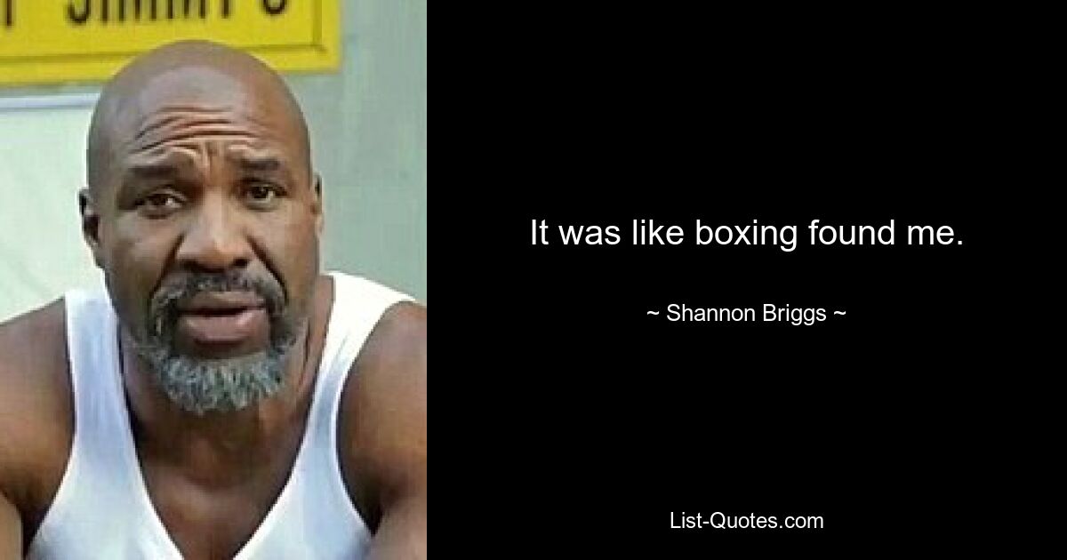 It was like boxing found me. — © Shannon Briggs