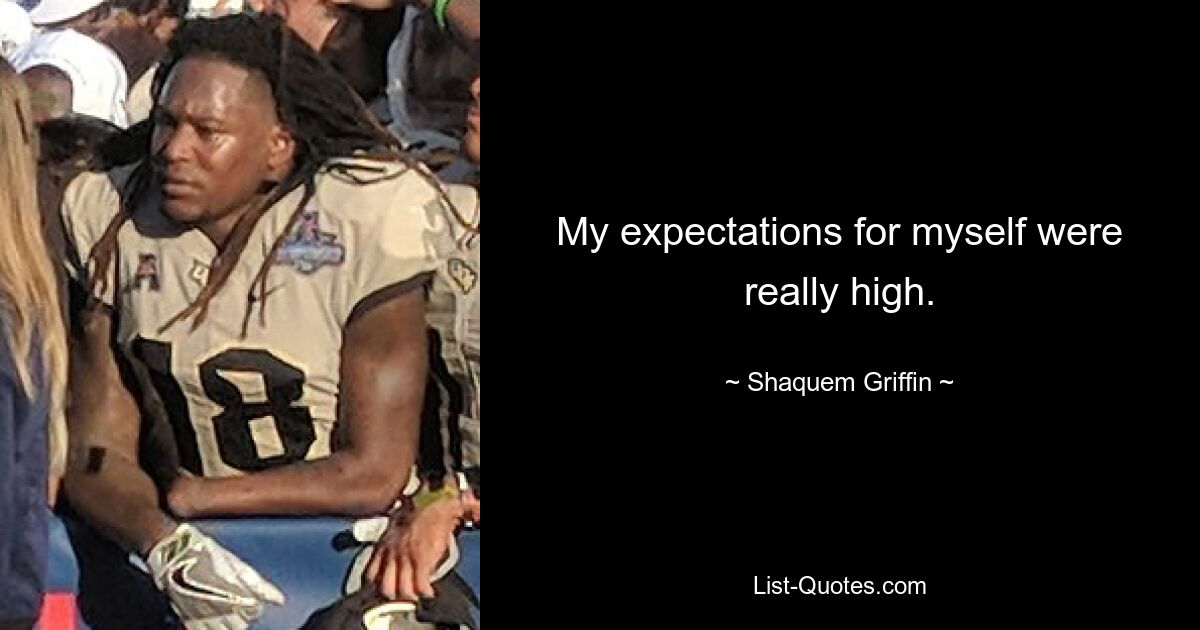 My expectations for myself were really high. — © Shaquem Griffin