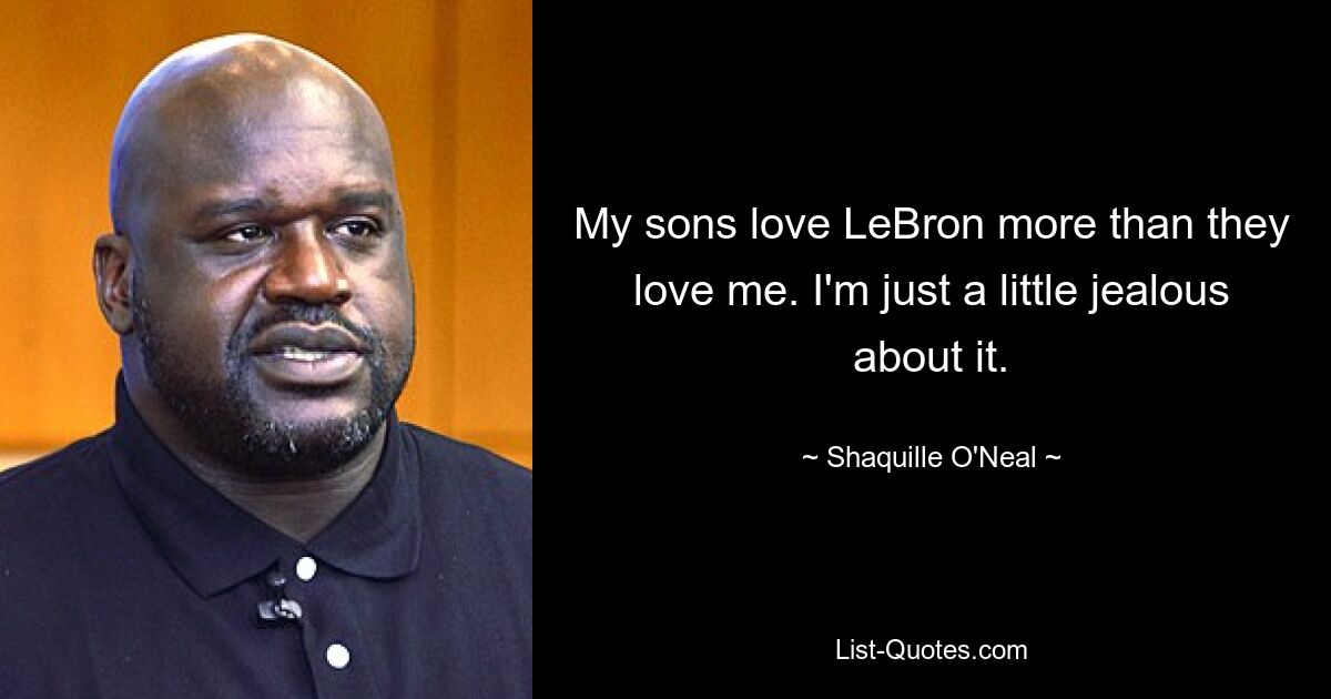 My sons love LeBron more than they love me. I'm just a little jealous about it. — © Shaquille O'Neal